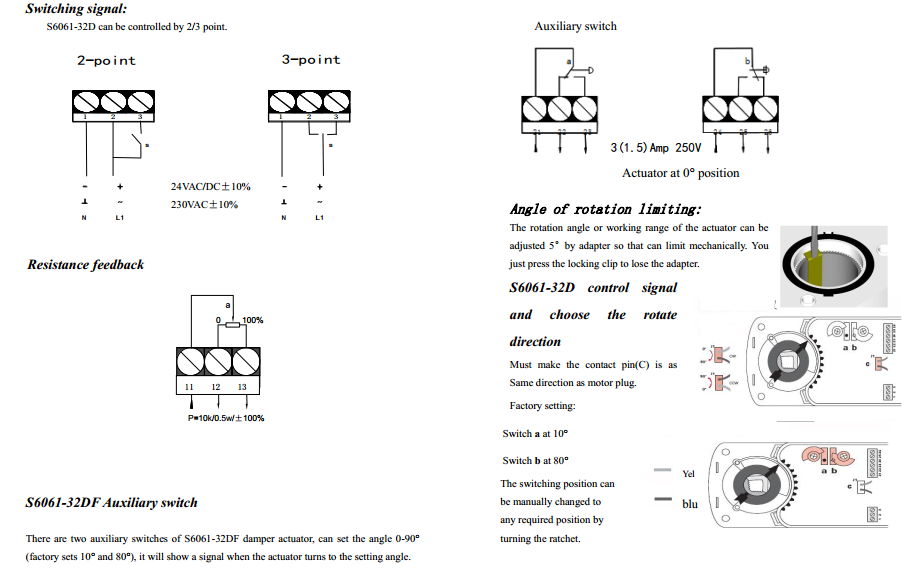 S606132D Serise 32NM ON/OFF Standard Damper ActuatorStandard Damper